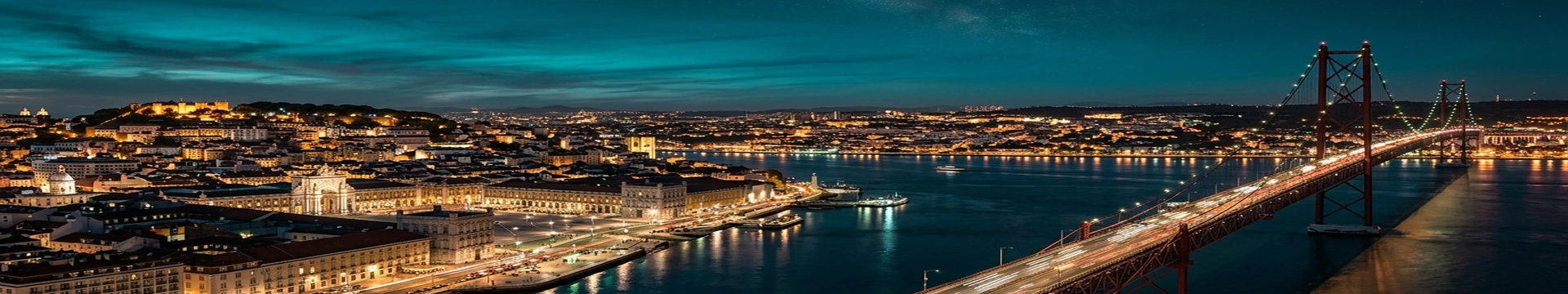 Lisbon City & 25 de Abril Bridge at Night